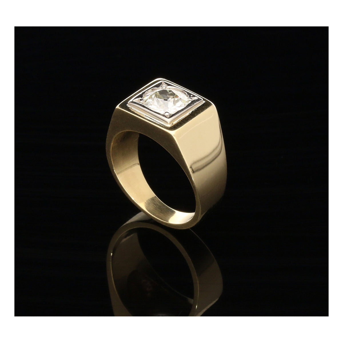 18ct Yellow Gold Men's Diamond Signet Ring - 1.26ct - VS1/VS2