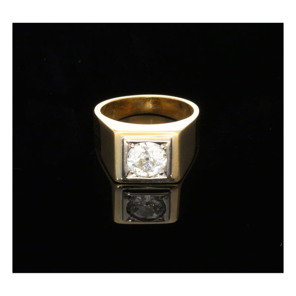 18ct Yellow Gold Men's Diamond Signet Ring - 1.26ct - VS1/VS2
