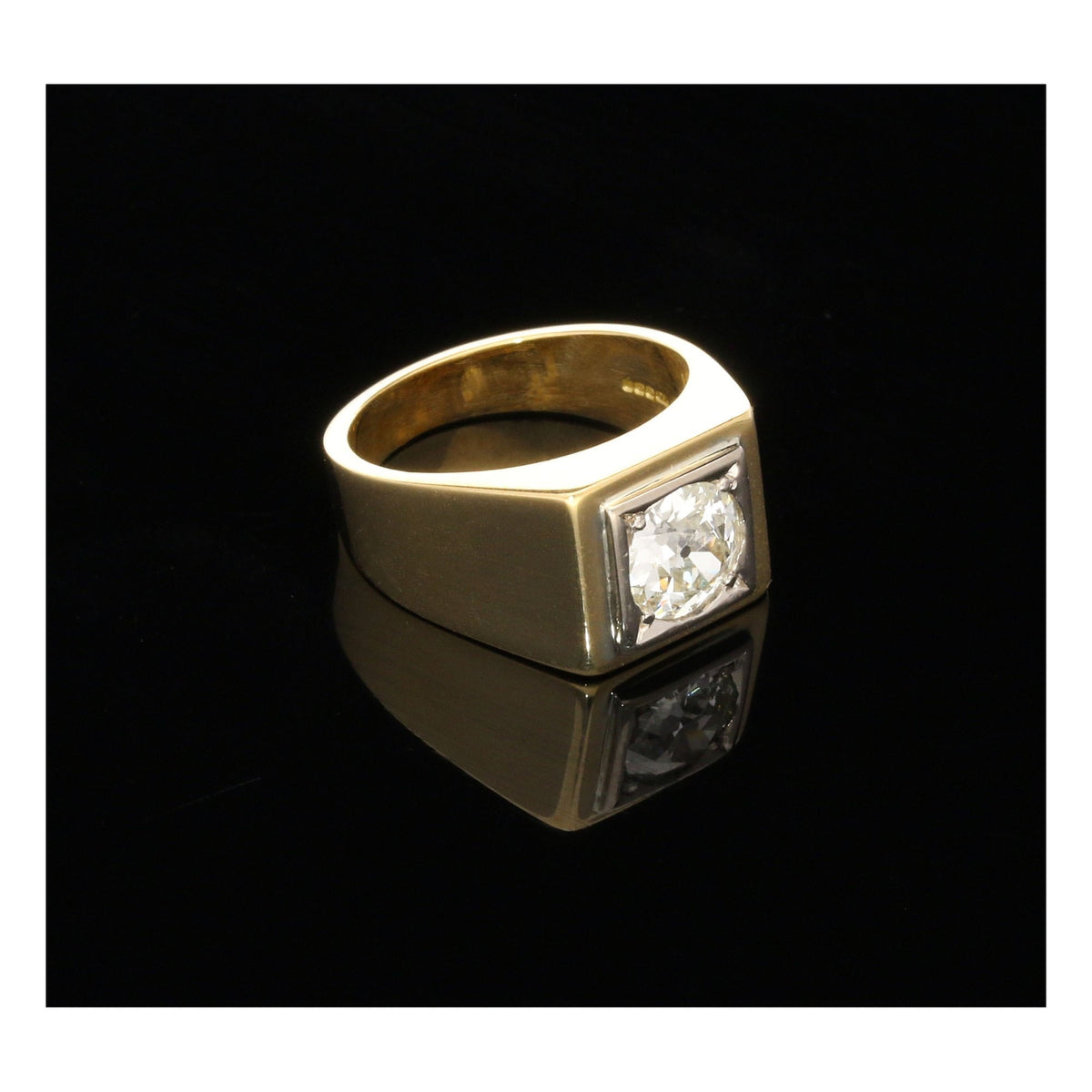 18ct Yellow Gold Men's Diamond Signet Ring - 1.26ct - VS1/VS2