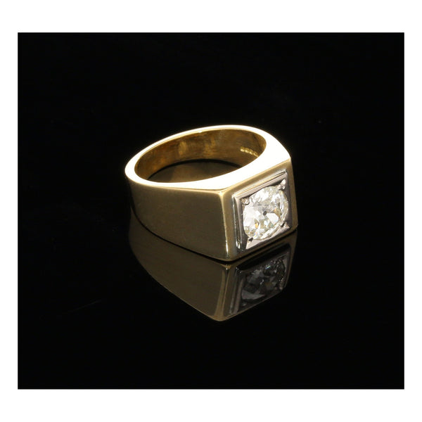 18ct Yellow Gold Men's Diamond Signet Ring - 1.26ct - VS1/VS2