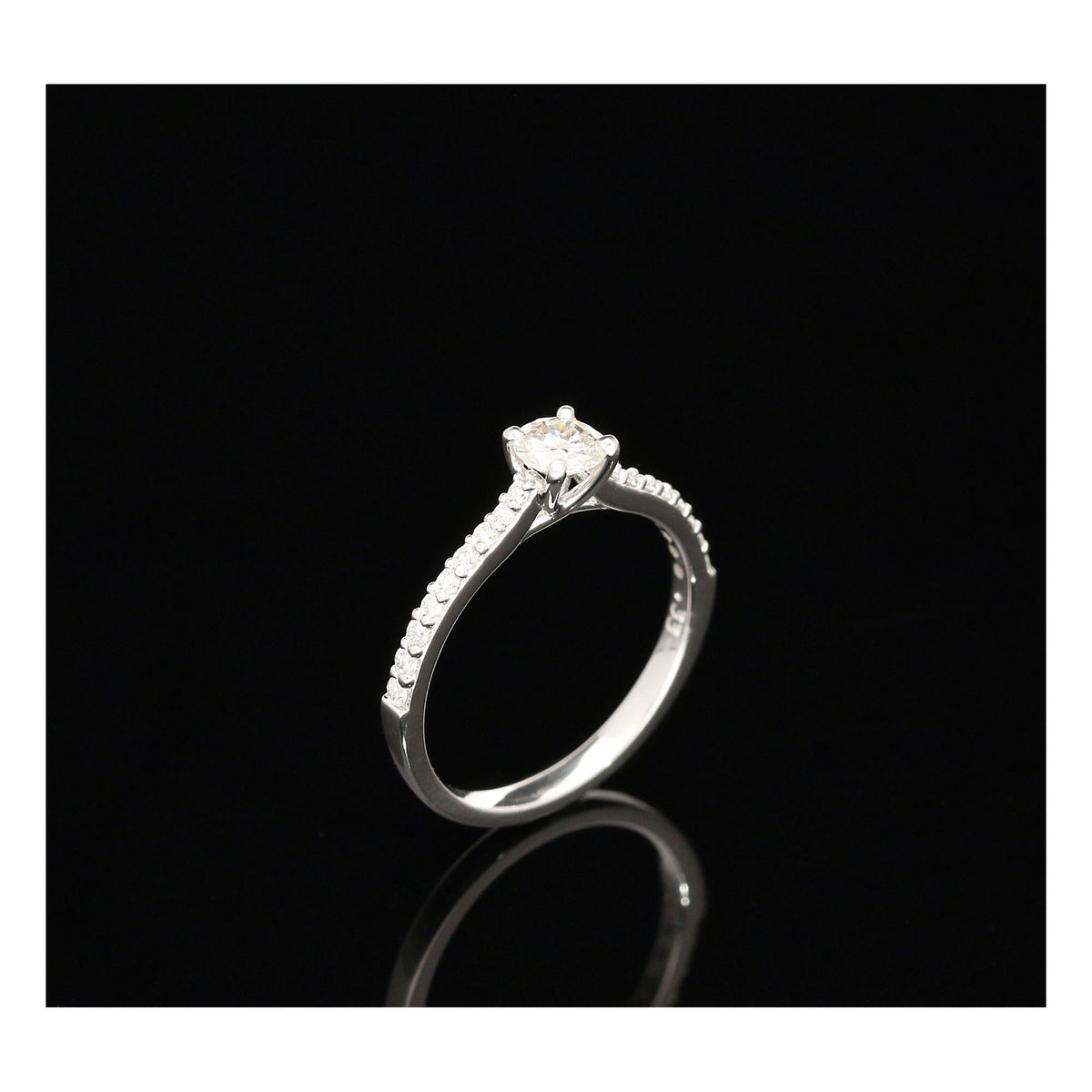 Platinum Diamond Engagement Ring with Diamond Shoulders- 0.52ct