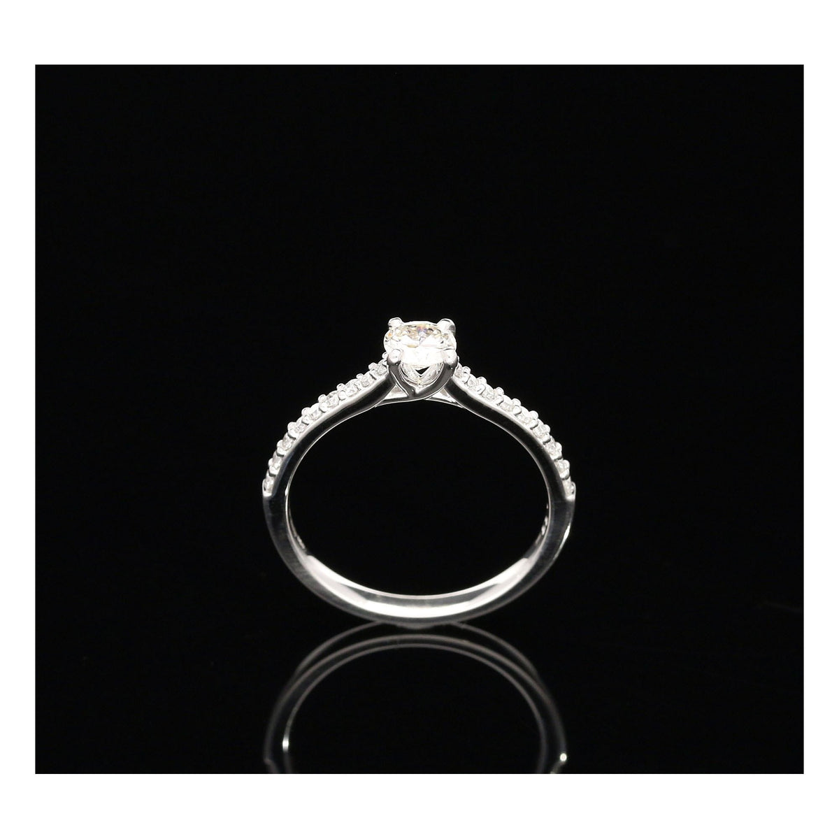 Platinum Diamond Engagement Ring with Diamond Shoulders- 0.52ct