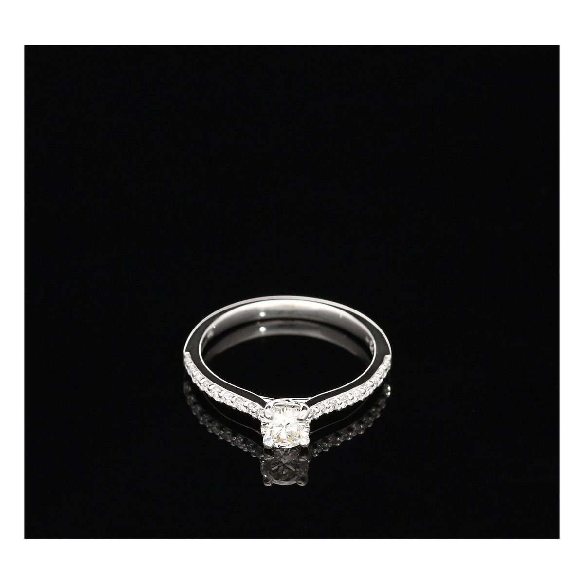 Platinum Diamond Engagement Ring with Diamond Shoulders- 0.52ct
