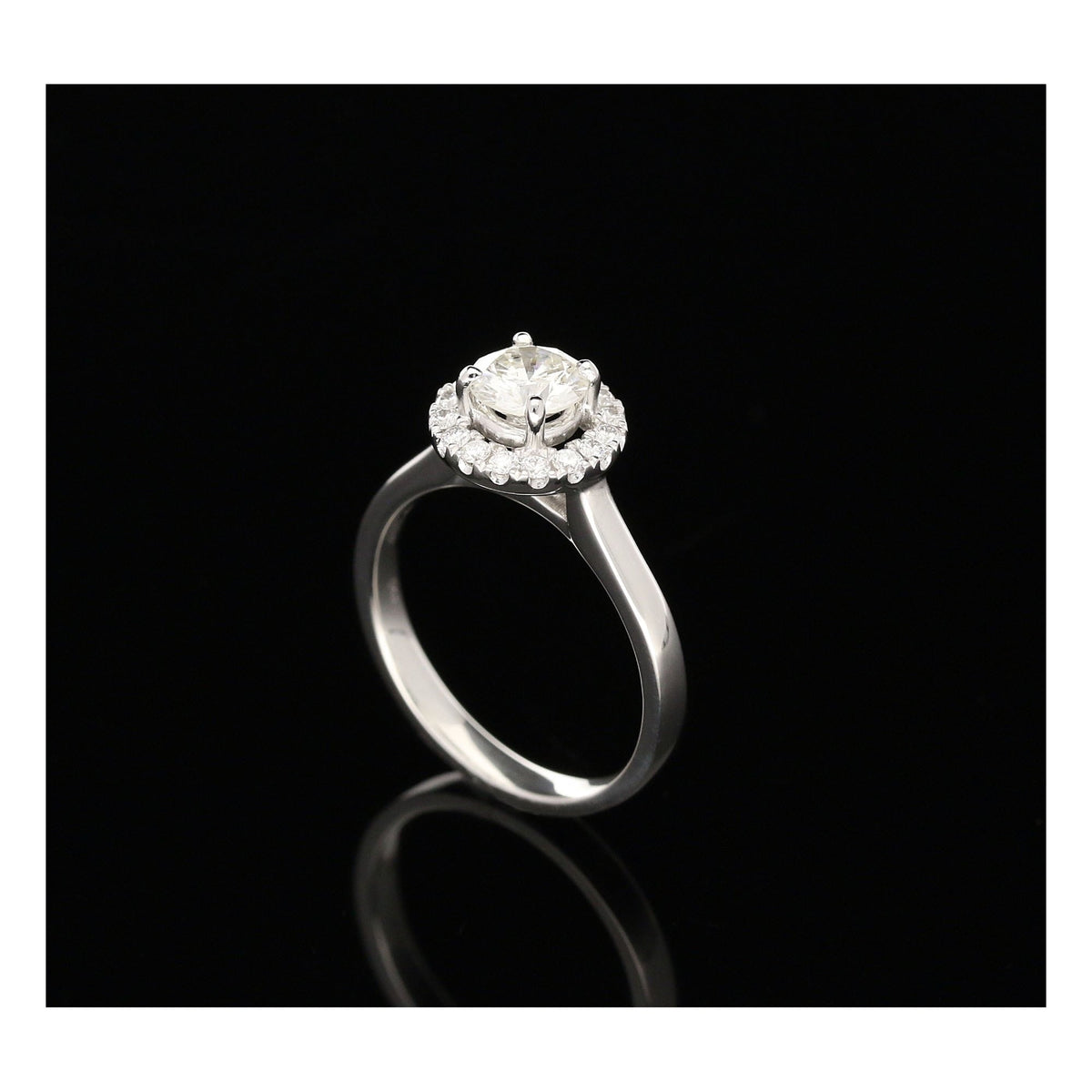 Platinum Diamond Engagement Ring - Halo Design - 0.97ct