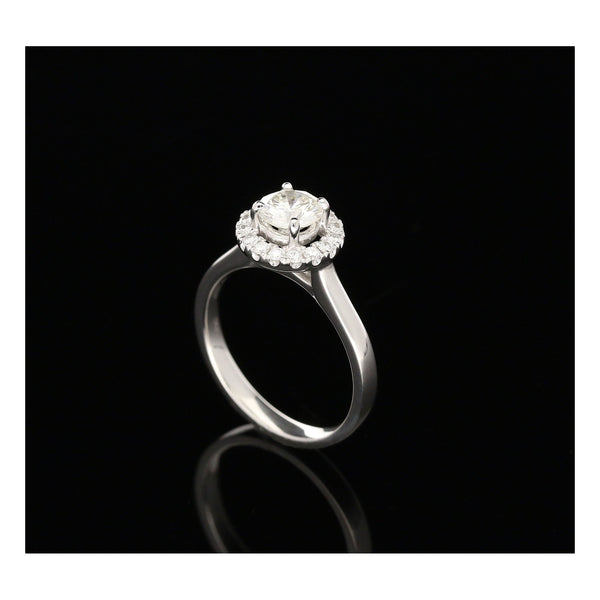 Platinum Diamond Engagement Ring - Halo Design - 0.97ct