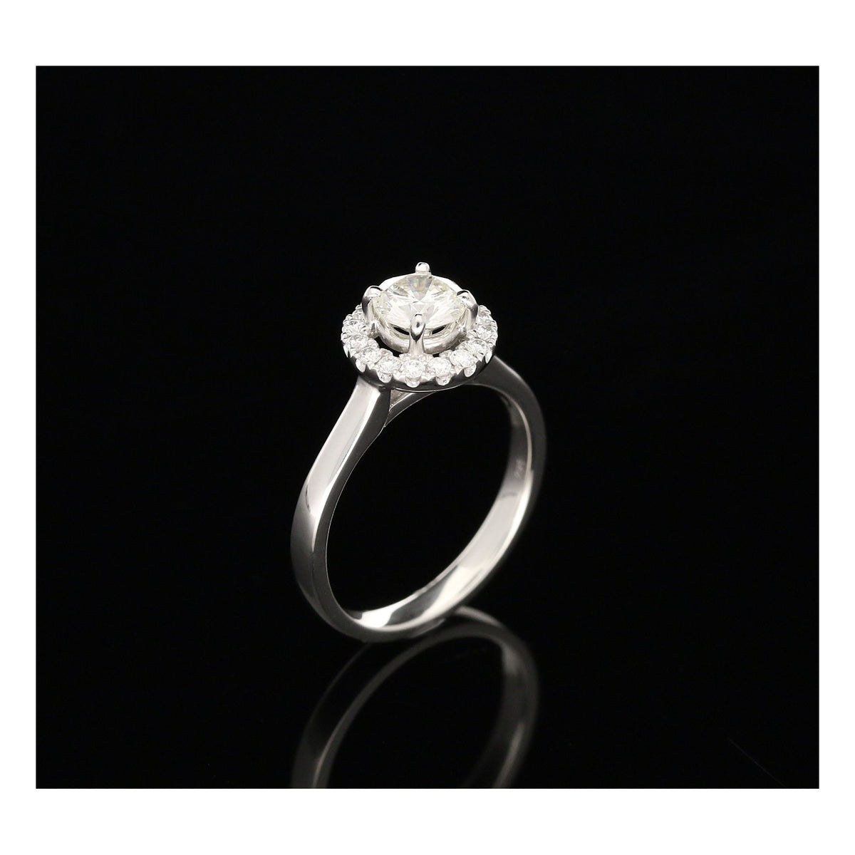 Platinum Diamond Engagement Ring - Halo Design - 0.97ct