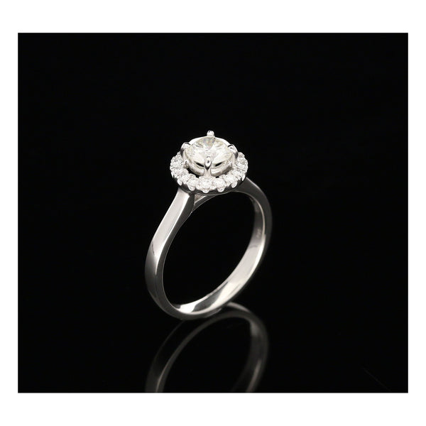 Platinum Diamond Engagement Ring - Halo Design - 0.97ct