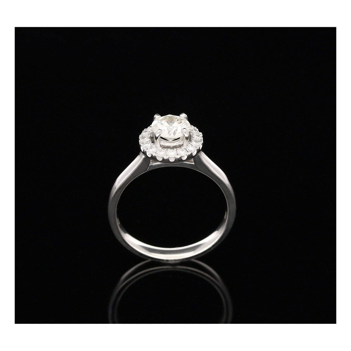 Platinum Diamond Engagement Ring - Halo Design - 0.97ct