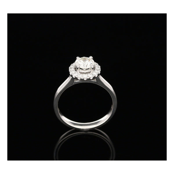 Platinum Diamond Engagement Ring - Halo Design - 0.97ct