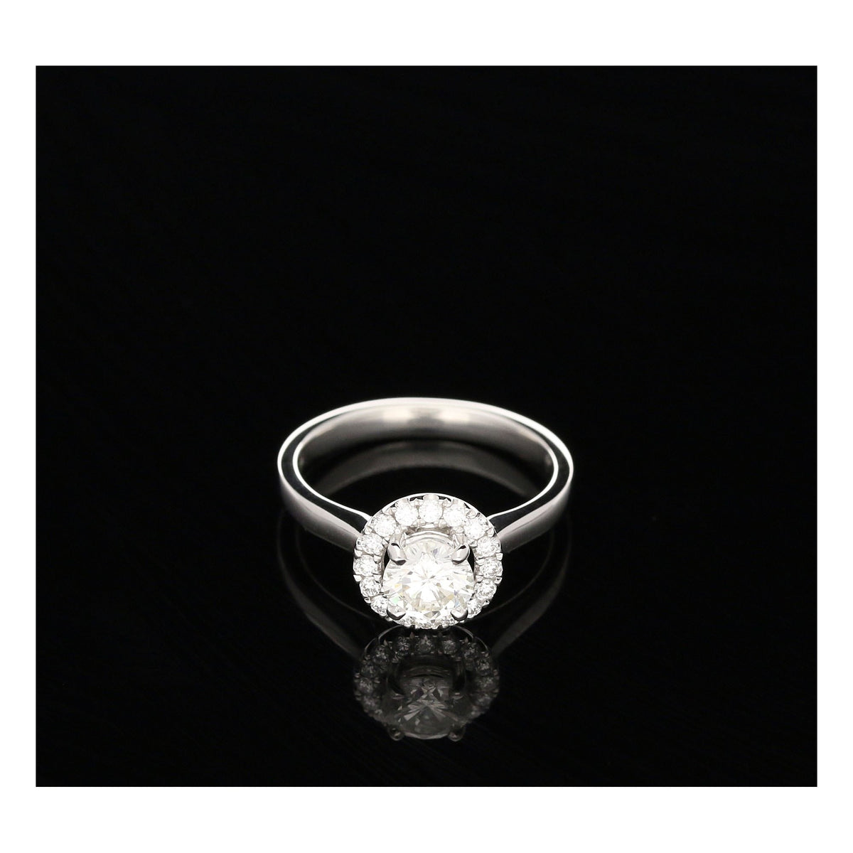 Platinum Diamond Engagement Ring - Halo Design - 0.97ct