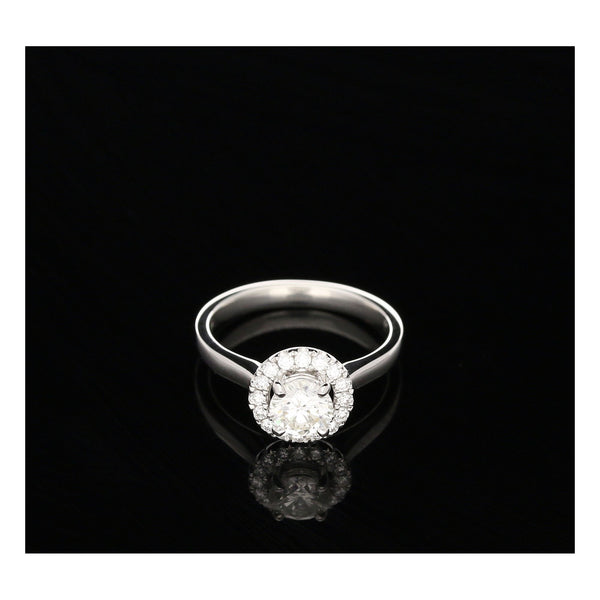 Platinum Diamond Engagement Ring - Halo Design - 0.97ct