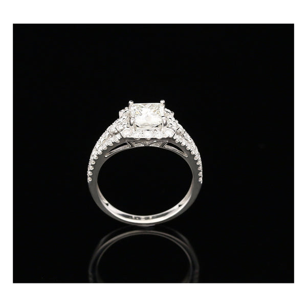 18ct White Gold Diamond Halo Engagement Ring - 1.39ct