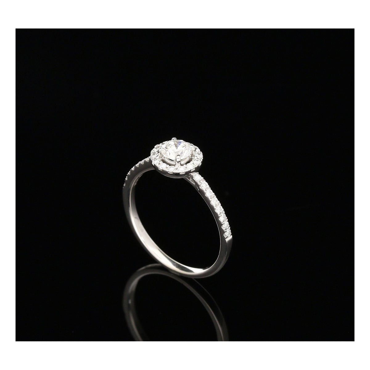 18ct White Gold Diamond Engagement Ring - Halo Style - 0.58ct