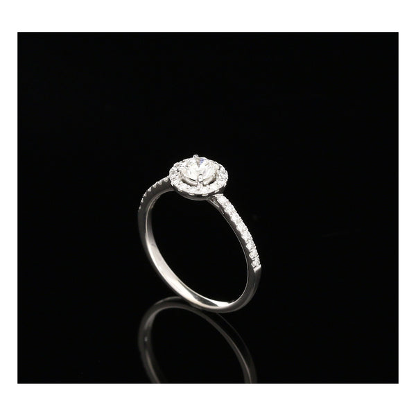 18ct White Gold Diamond Engagement Ring - Halo Style - 0.58ct