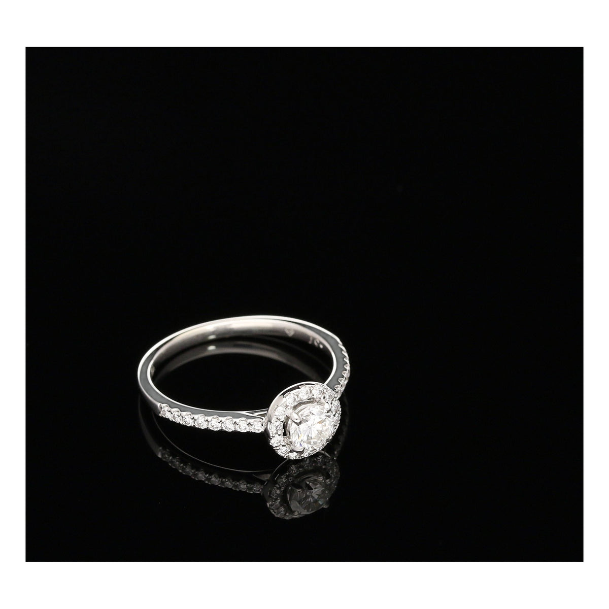 18ct White Gold Diamond Engagement Ring - Halo Style - 0.58ct