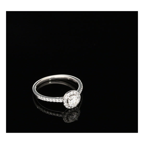 18ct White Gold Diamond Engagement Ring - Halo Style - 0.58ct