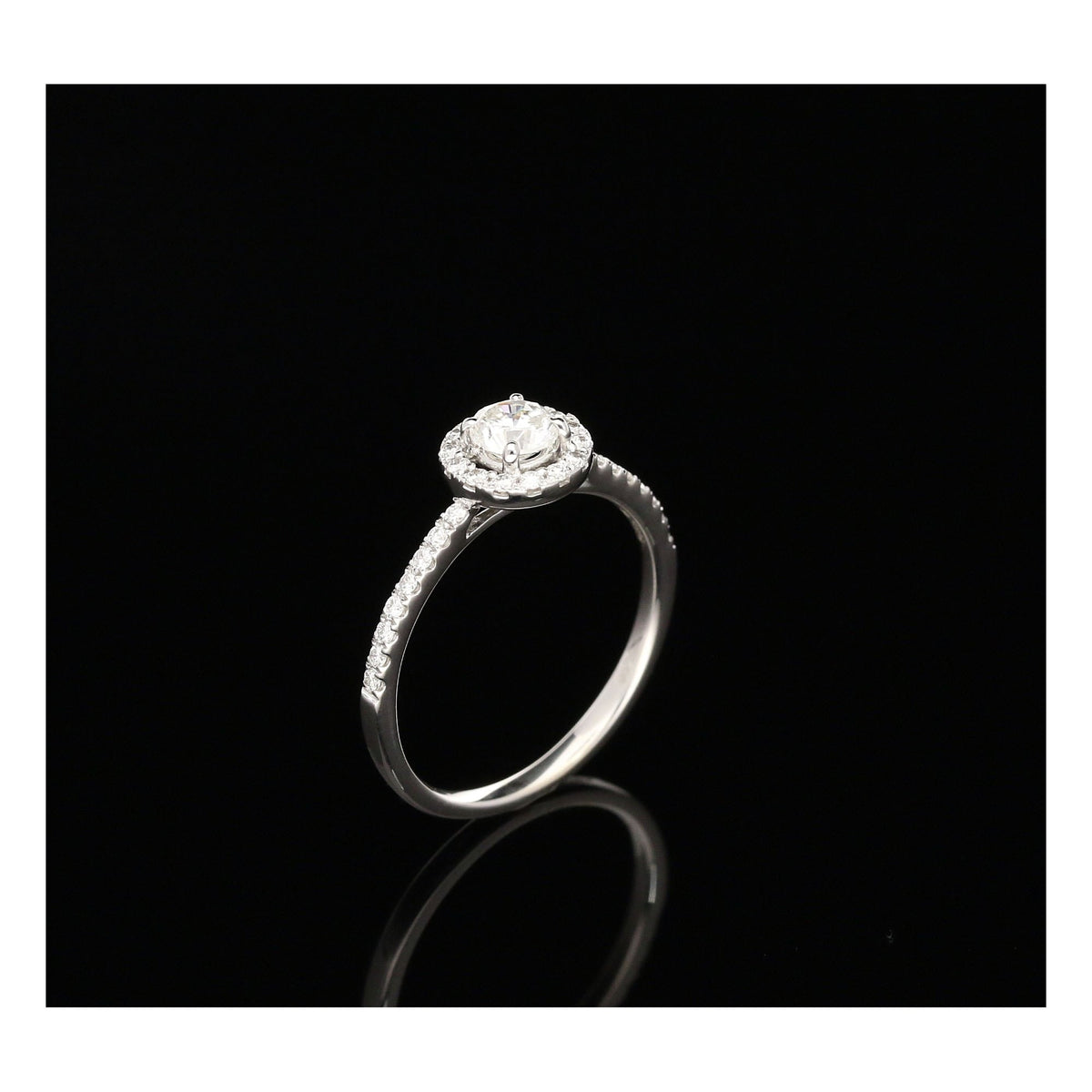 18ct White Gold Diamond Engagement Ring - Halo Style - 0.58ct