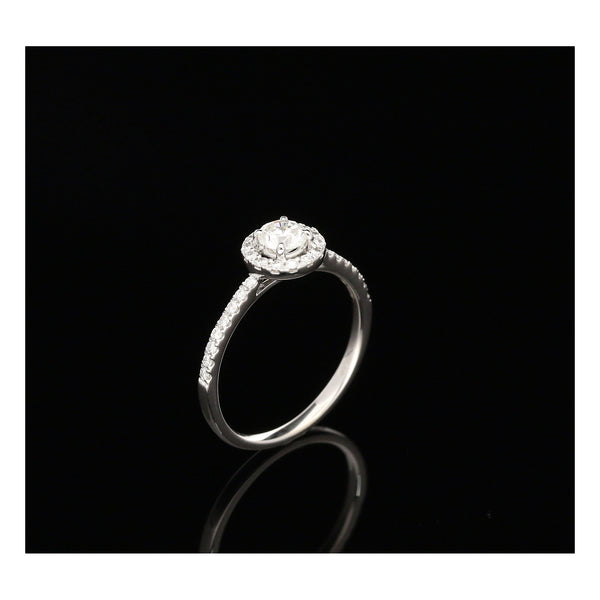 18ct White Gold Diamond Engagement Ring - Halo Style - 0.58ct