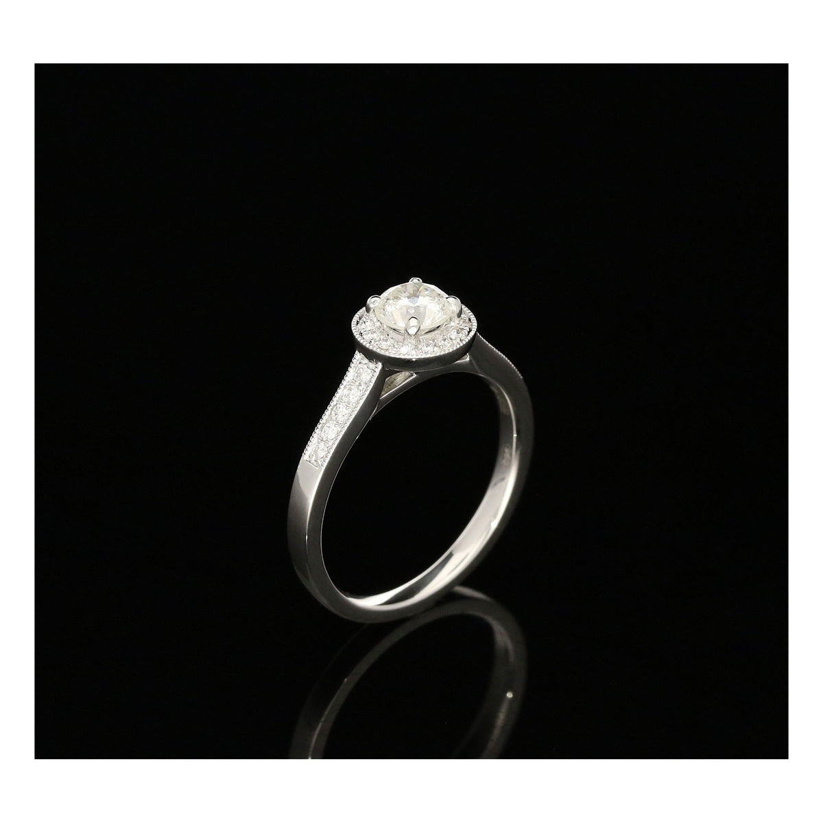Platinum Diamond Engagement Ring - 0.72ct - Halo Style