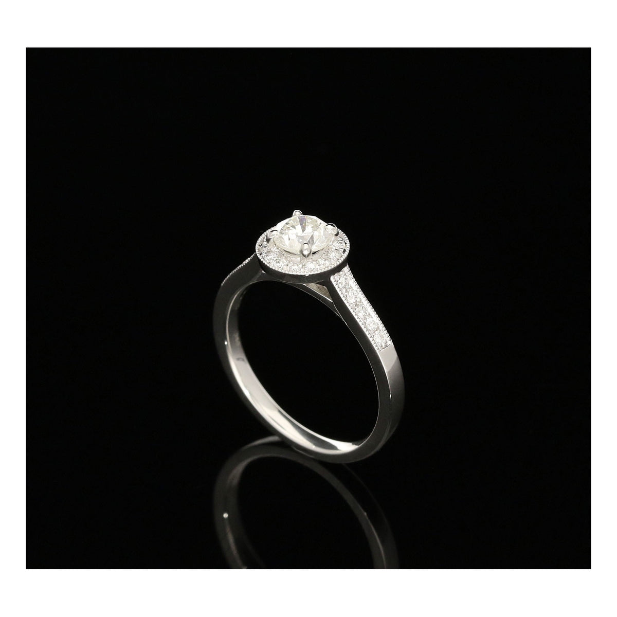 Platinum Diamond Engagement Ring - 0.72ct - Halo Style