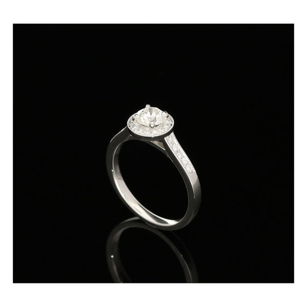 Platinum Diamond Engagement Ring - 0.72ct - Halo Style