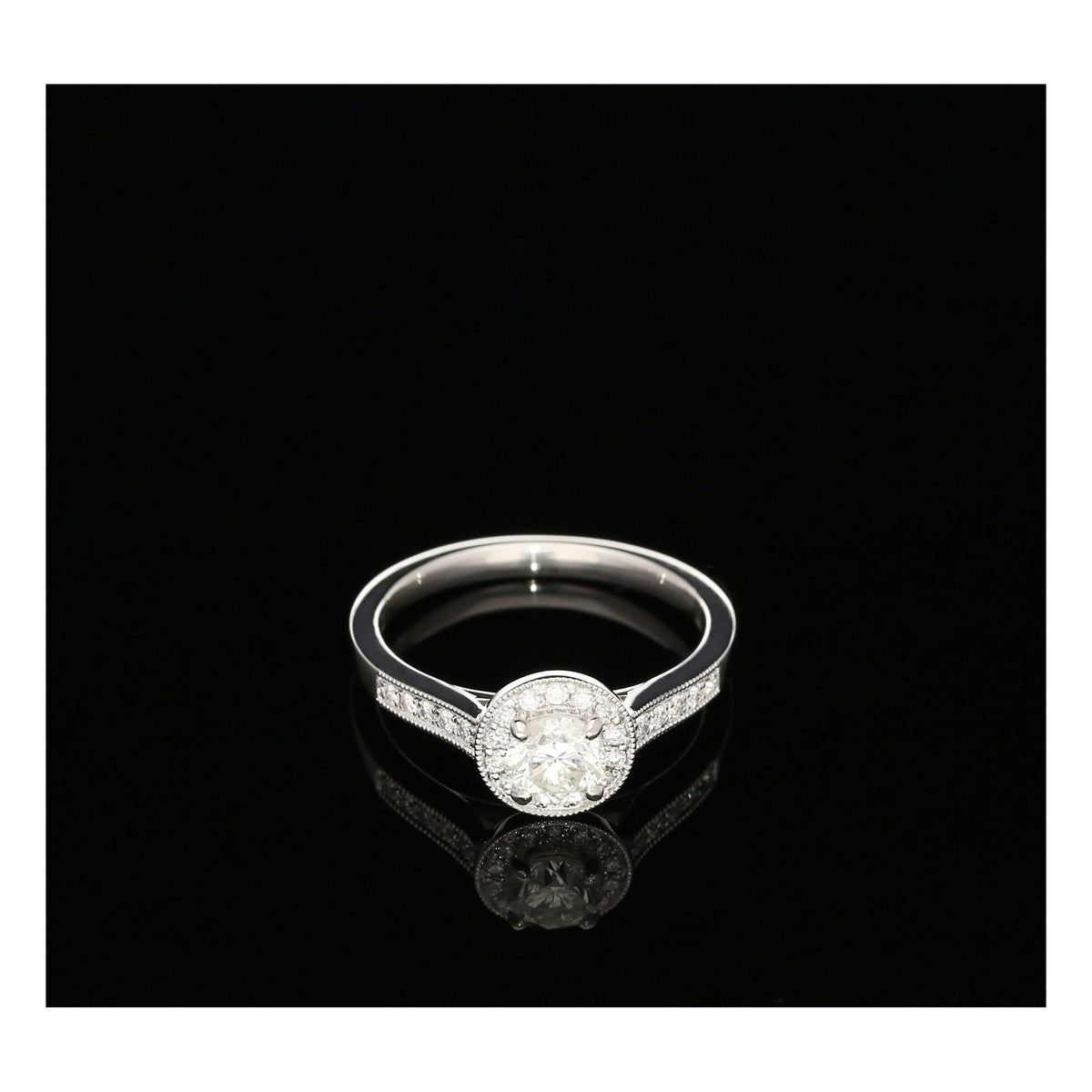 Platinum Diamond Engagement Ring - 0.72ct - Halo Style