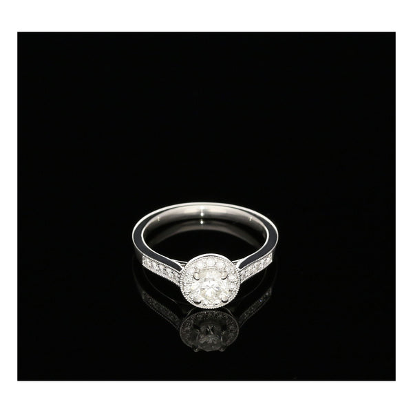 Platinum Diamond Engagement Ring - 0.72ct - Halo Style