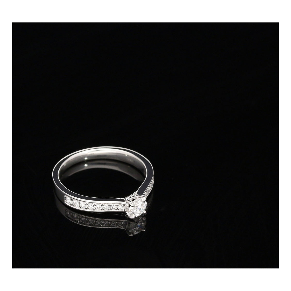 Platinum Engagement Ring with Diamond Shoulders - 0.44ct