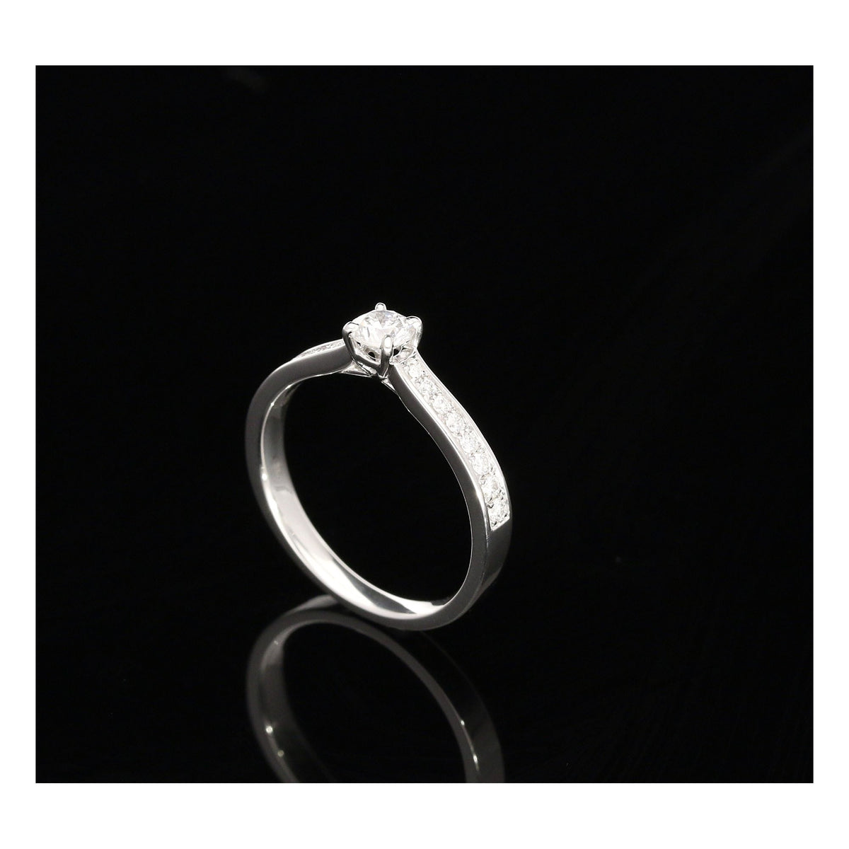 Platinum Engagement Ring with Diamond Shoulders - 0.44ct