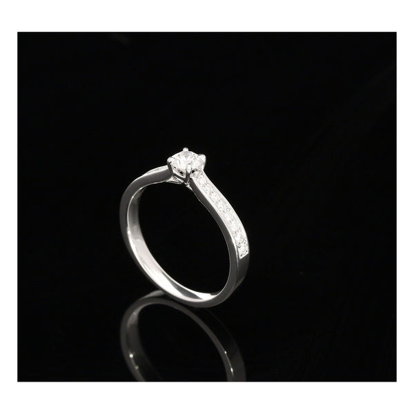 Platinum Engagement Ring with Diamond Shoulders - 0.44ct