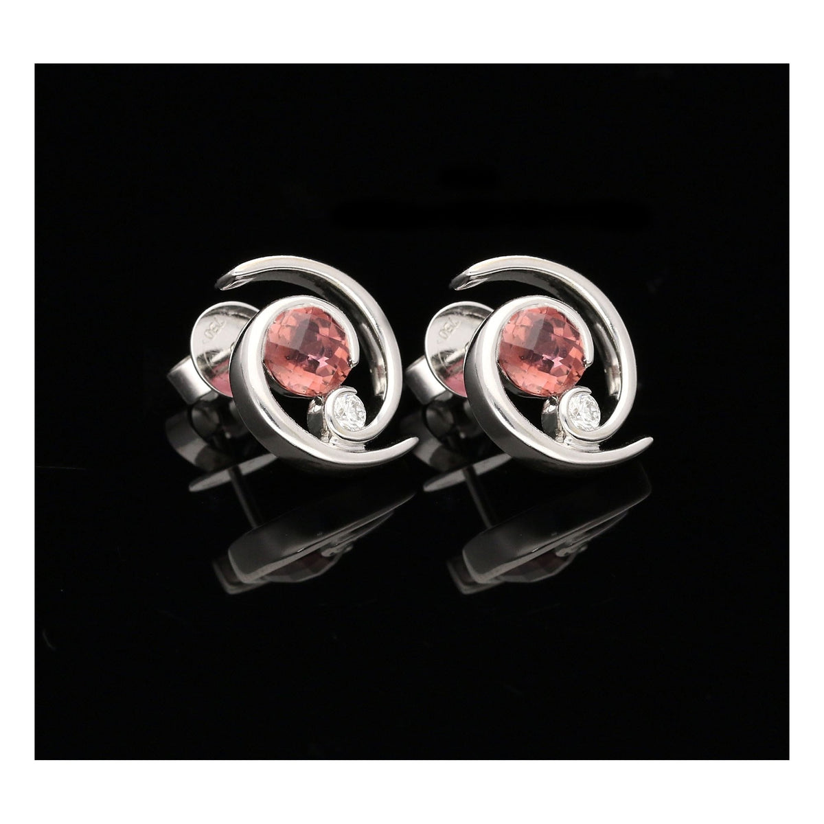 Pink Tourmaline & Diamond 18ct White Gold Earrings
