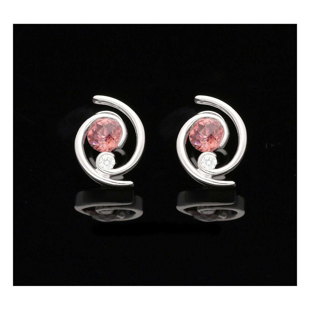 Pink Tourmaline & Diamond 18ct White Gold Earrings