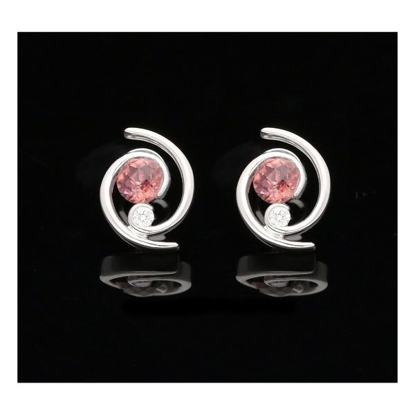 Pink Tourmaline & Diamond 18ct White Gold Earrings