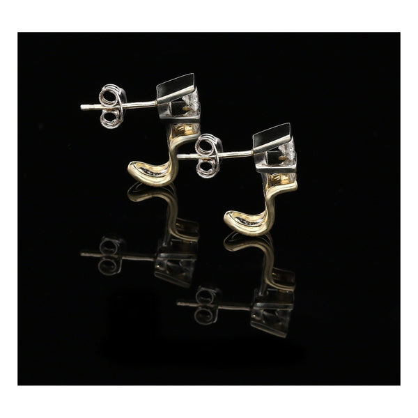 14ct Yellow and White Gold Modern Diamond Earrings - 0.40ct