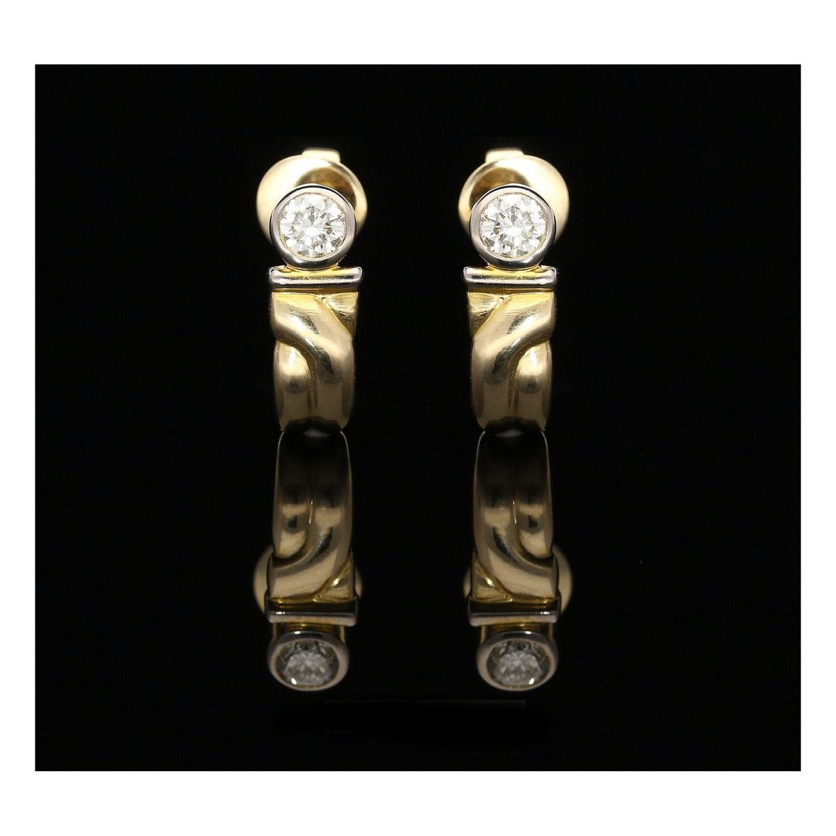 18ct Yellow & White Gold Diamond Stud Earrings - 0.44ct