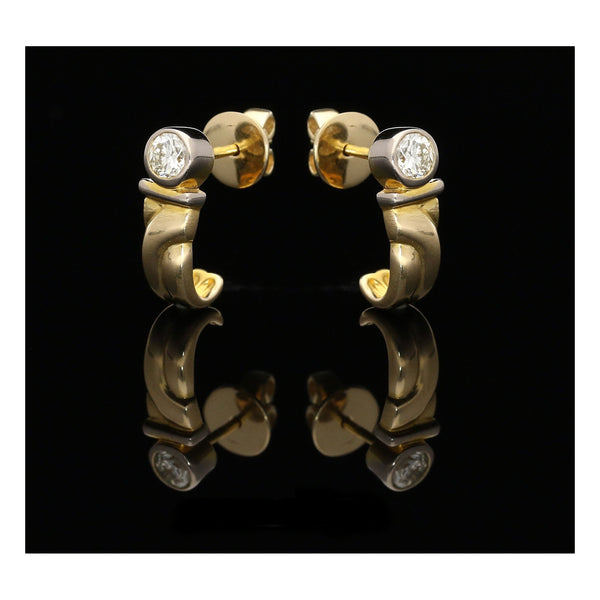 18ct Yellow & White Gold Diamond Stud Earrings - 0.44ct