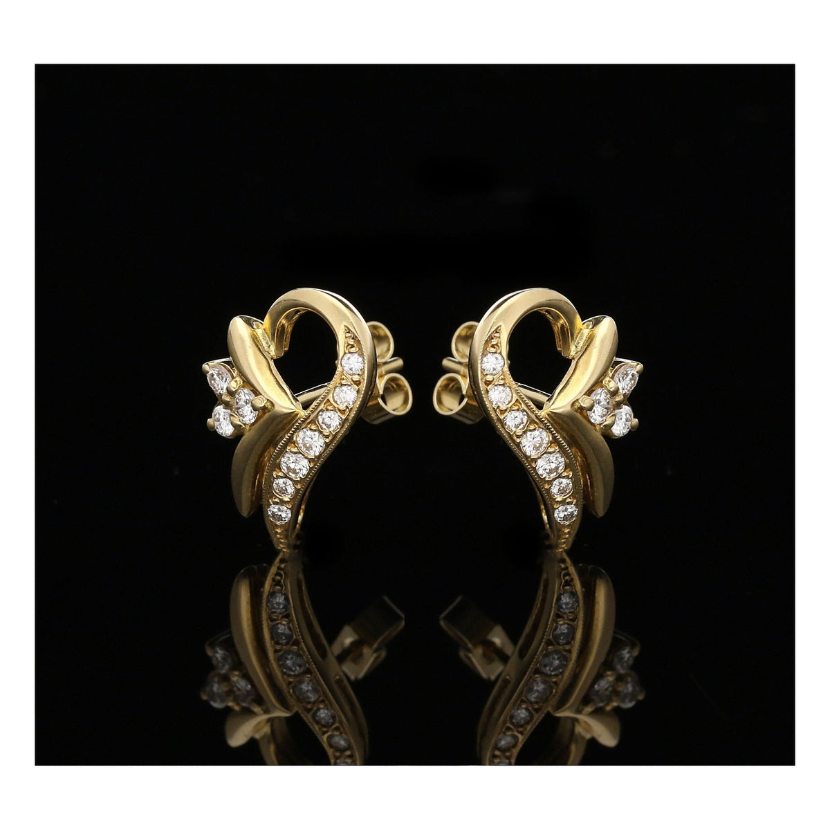 18ct Yellow Gold Diamond Spray Earrings - 0.42ct