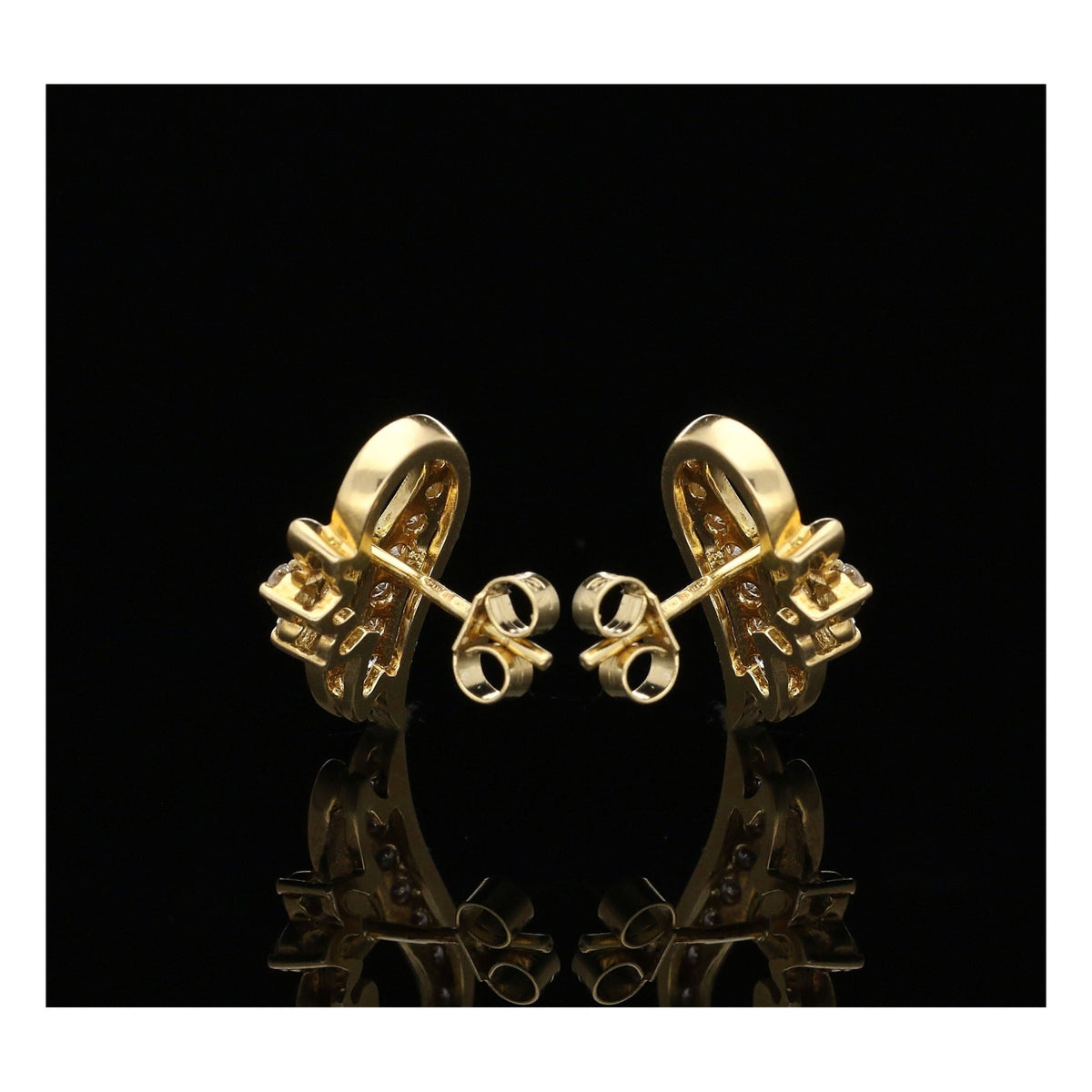 18ct Yellow Gold Diamond Spray Earrings - 0.42ct