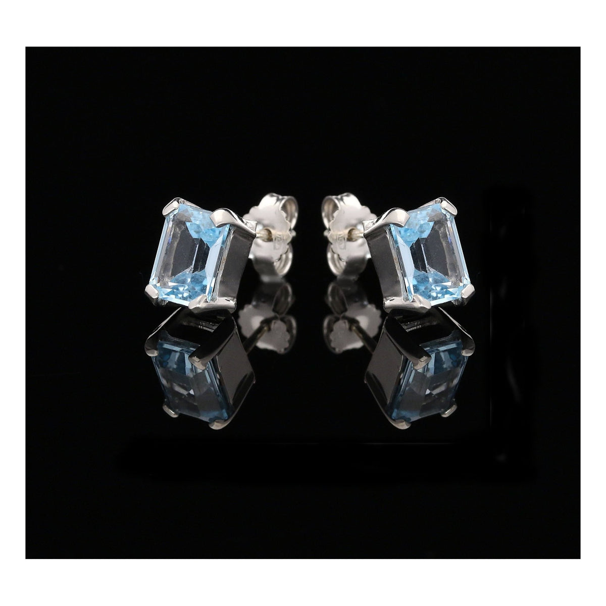 18ct White Gold 3.34ct Blue Topaz Earrings