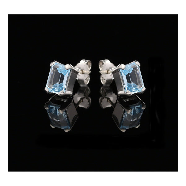 18ct White Gold 3.34ct Blue Topaz Earrings