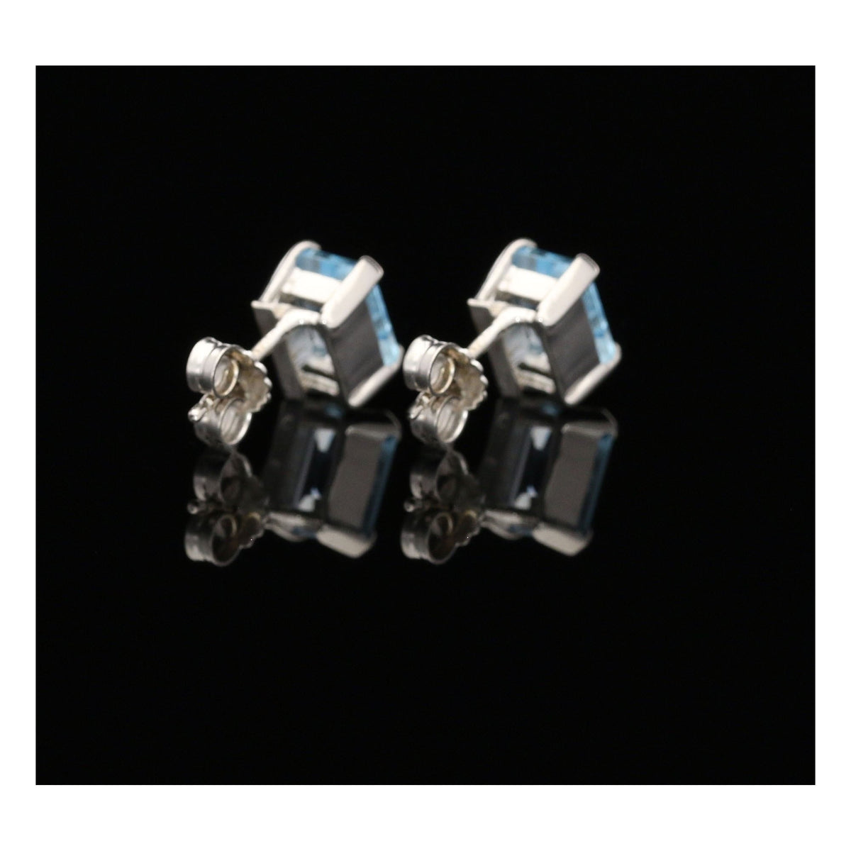 18ct White Gold 3.34ct Blue Topaz Earrings