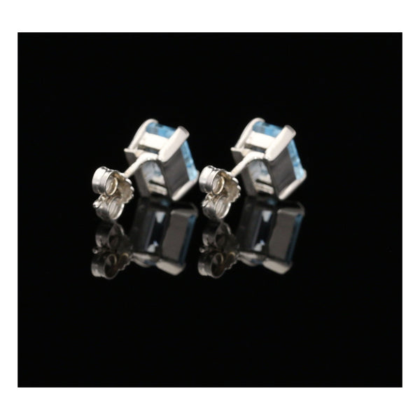 18ct White Gold 3.34ct Blue Topaz Earrings
