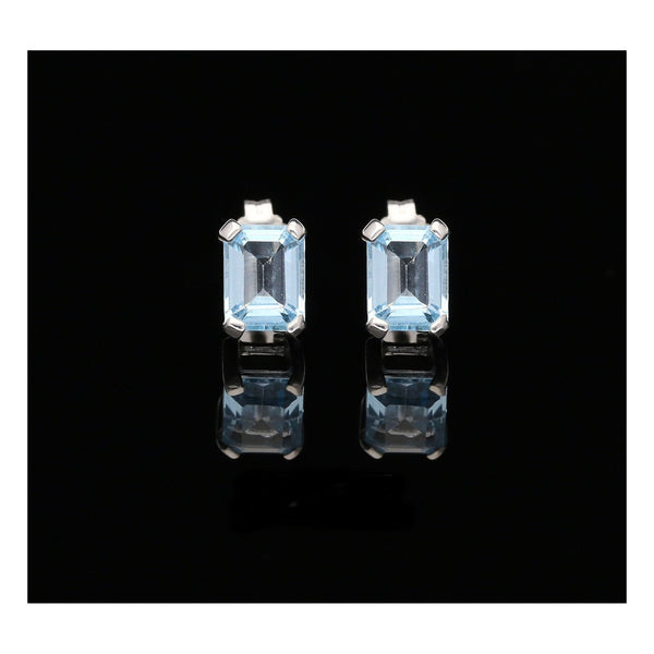 18ct White Gold 3.34ct Blue Topaz Earrings