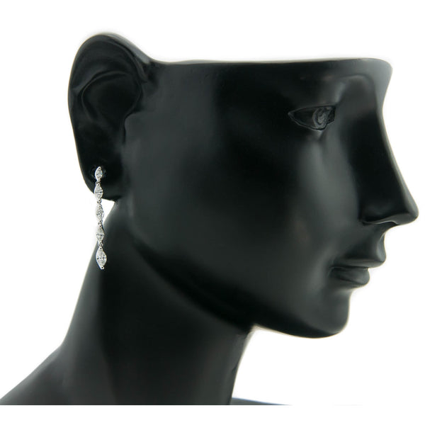 18ct White Gold Marquise Cut Diamond Drop Earrings - 0.91ct