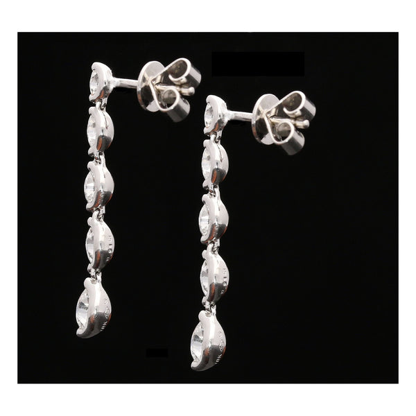 18ct White Gold Marquise Cut Diamond Drop Earrings - 0.91ct