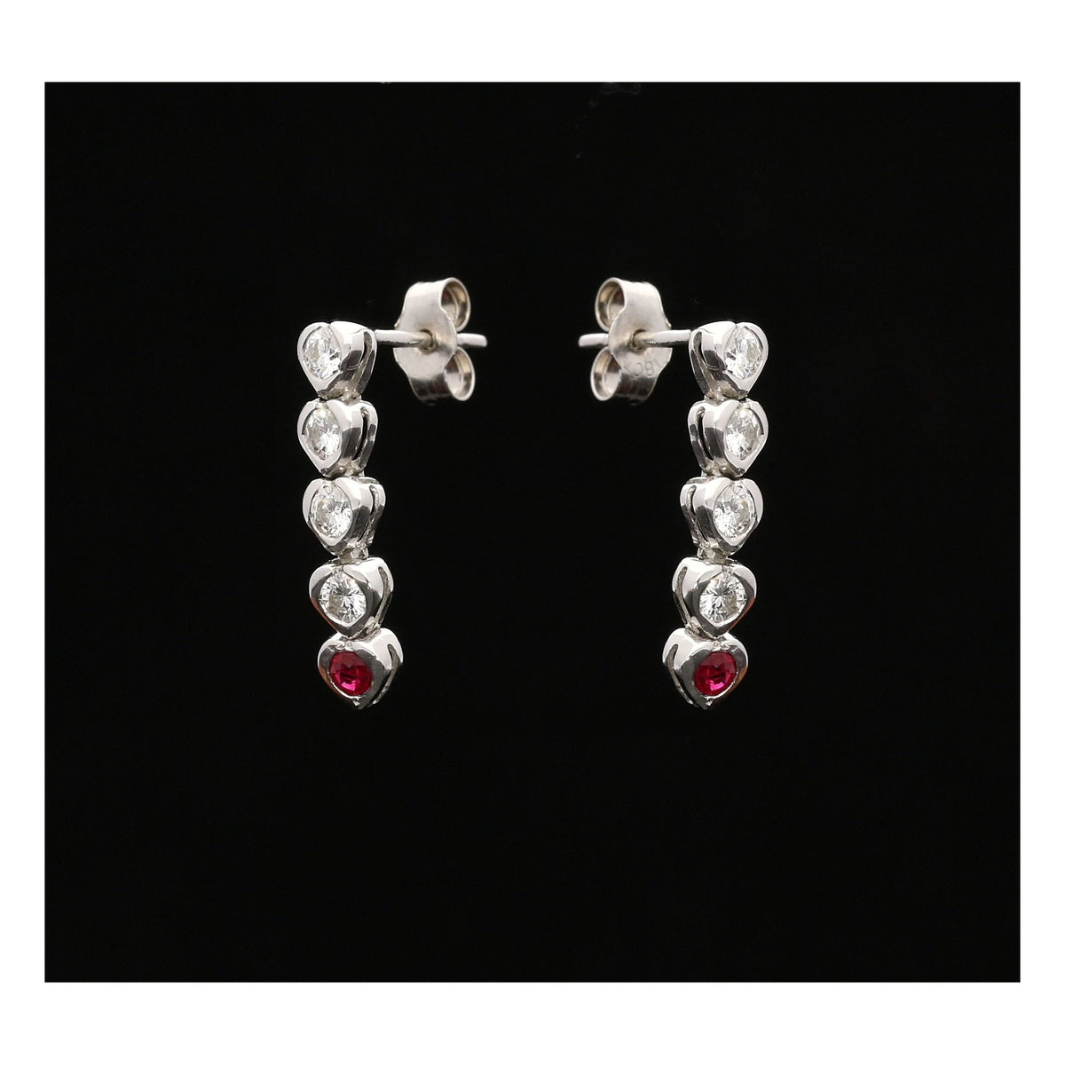 18ct White Gold Ruby and Diamond Drop Earrings