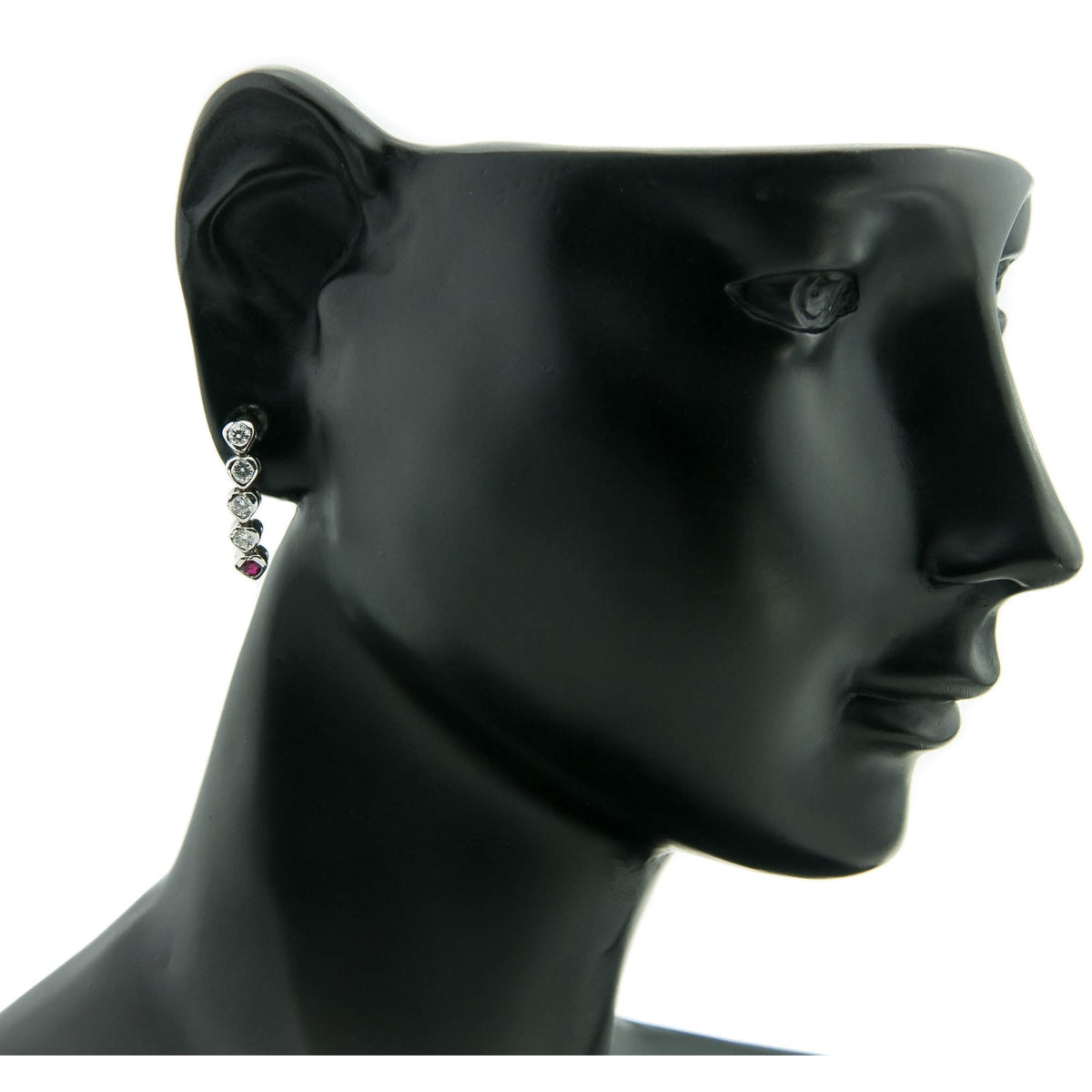 18ct White Gold Ruby and Diamond Drop Earrings