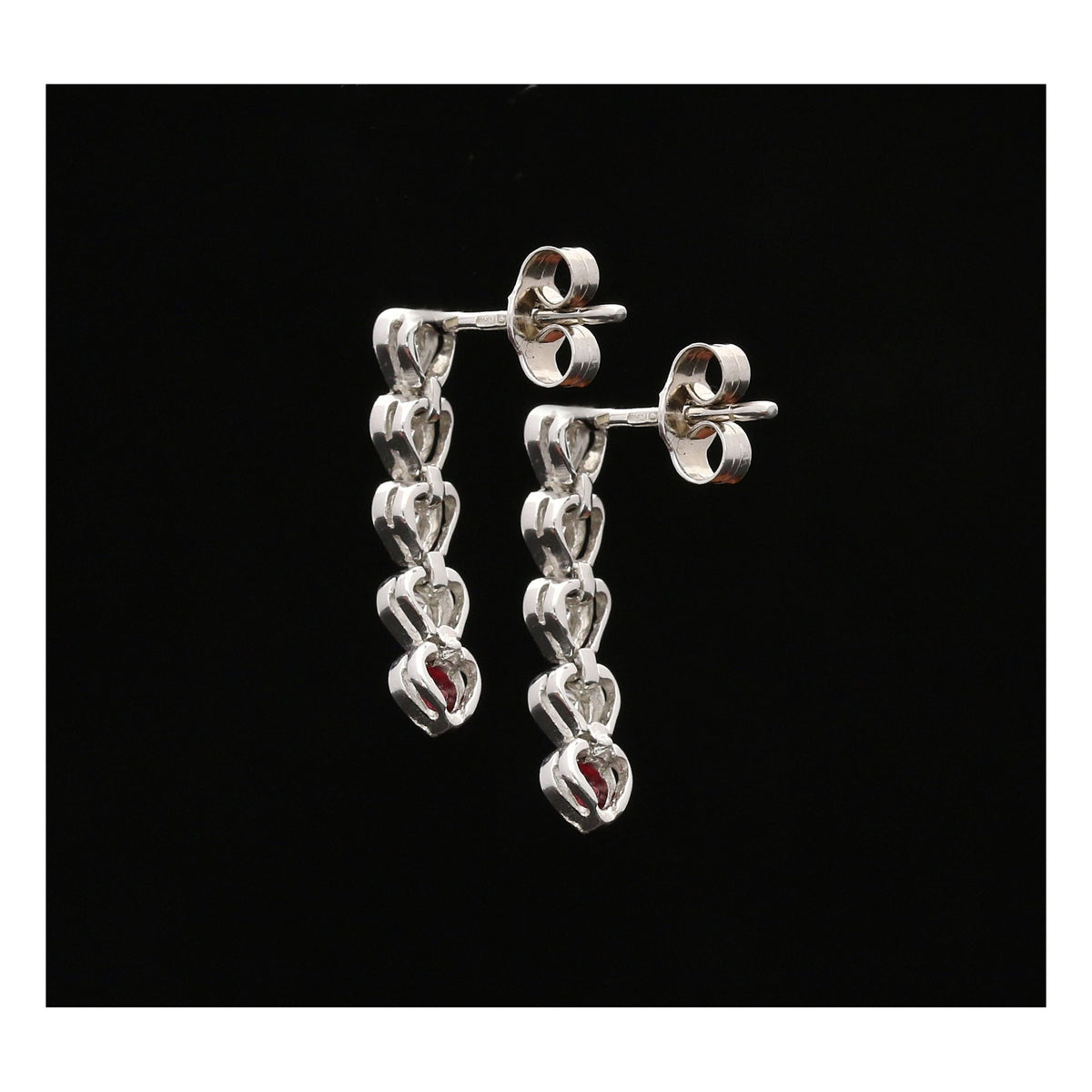 18ct White Gold Ruby and Diamond Drop Earrings