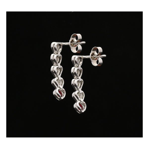 18ct White Gold Ruby and Diamond Drop Earrings