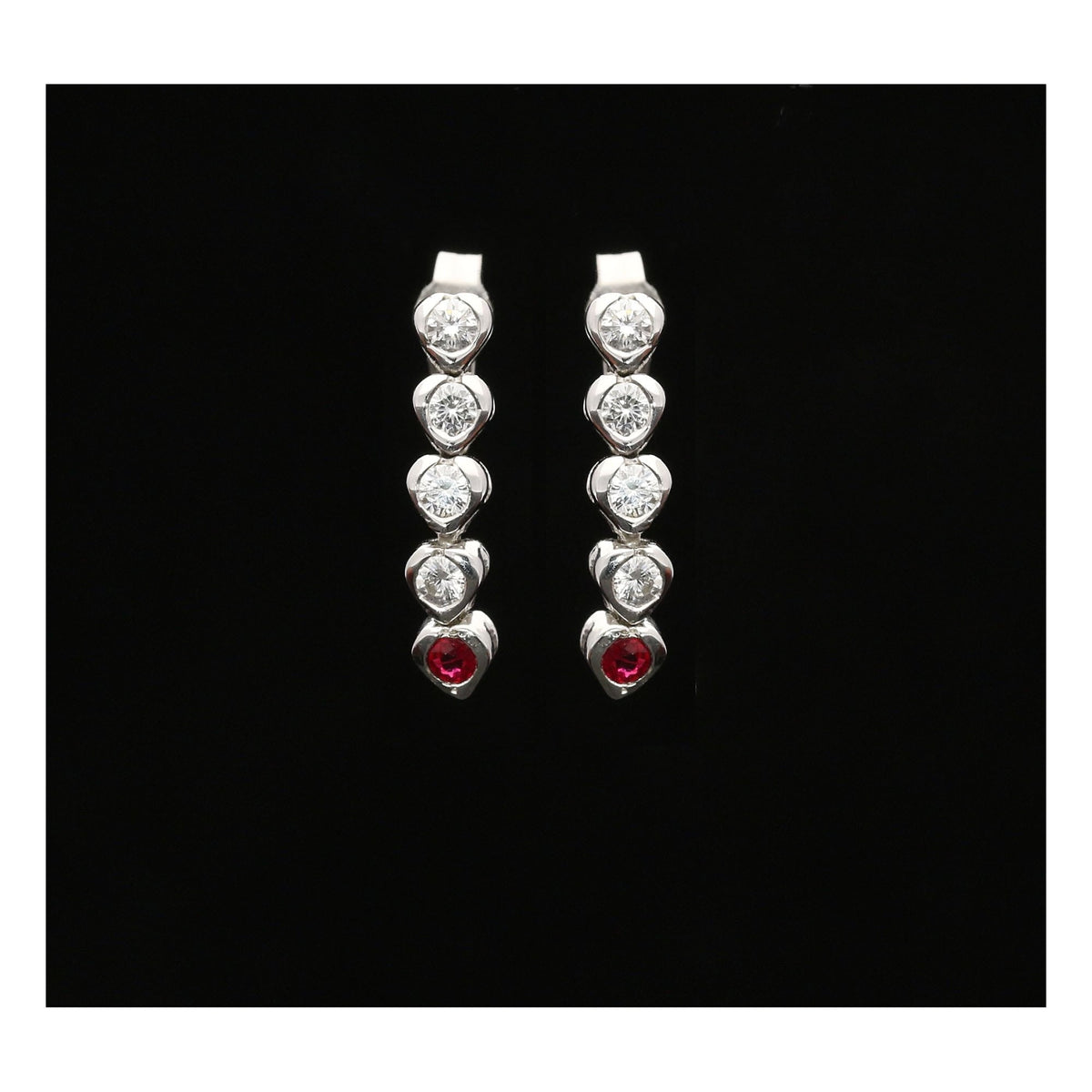 18ct White Gold Ruby and Diamond Drop Earrings